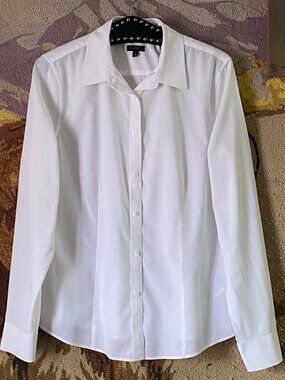 Talbots Wrinkle Resistant Sz 12 L White Women Blouse Shirt Button Up Long Sleeve